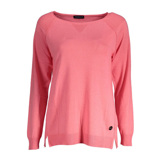 This Sweater by North Sails for women in cotton pink presents a understated silhouette, featuring a sophisticated wide-neck neckline and for a understated finish.