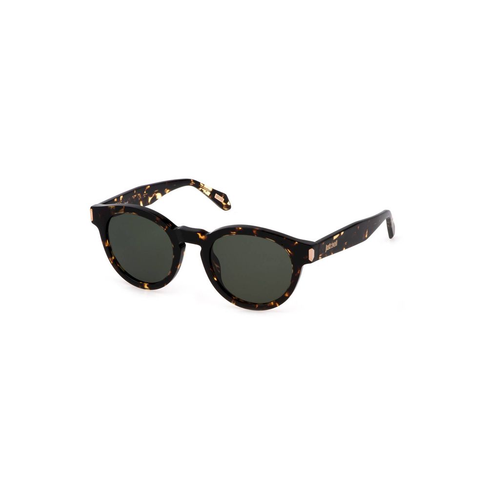 Sunglasses by Just Cavalli for women in polyethylene black & green features an lustrous round frame design with black coloured frame detailing and for a lustrous aesthetic.