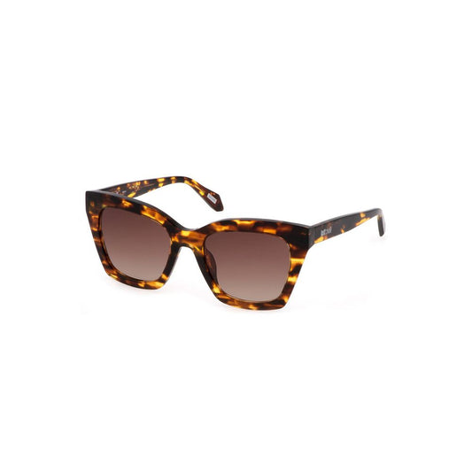 Sunglasses by Just Cavalli for women in leather and brown featuring an opulent square frame design with a sophisticated brown coloured frame finish and high-performance .