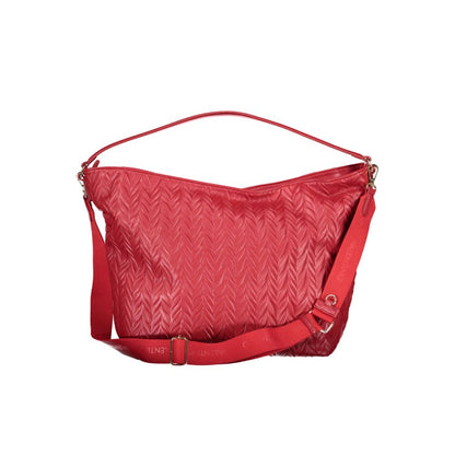 This Phone Holder Handbag by Mario Valentino for women in polyethylene and red presents a sculptural silhouette featuring a secure zipper, ample internal-pockets, and versatile shoulder-strap, adjustable-strap & handle for a sculptural finish.
