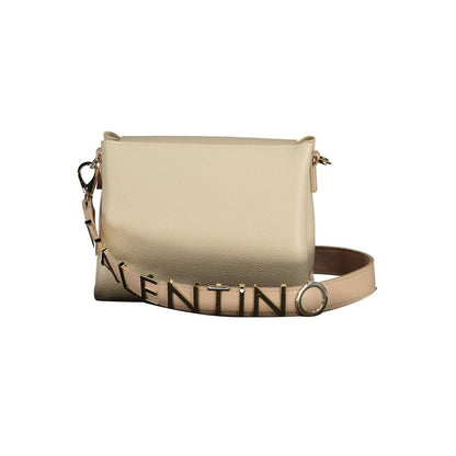 Handbag by Mario Valentino for women in polyethylene beige & signature features an refined silhouette, showcasing a secure snap & zipper, ample built-in-compartments & internal-pockets, and versatile shoulder-strap, adjustable-strap & handle for a sophisticated refined aesthetic.