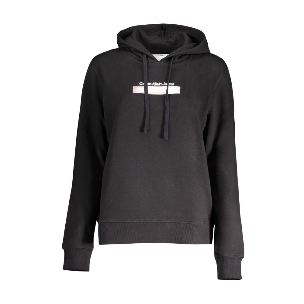 Hooded Sweatshirt Hoodie by Calvin Klein for women in cotton black & print features a slouchy chic silhouette, detailed with a slouchy chic and a signature hooded neckline for an elevated aesthetic.