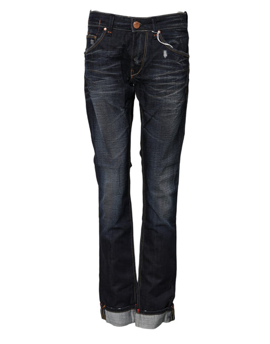 Acht Women's Flared Mid Rise Denim Cotton Jeans - Blue