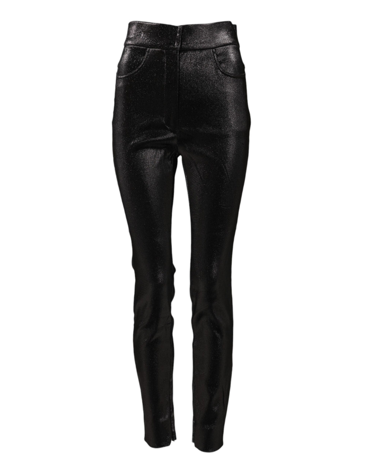Dolce & Gabbana Women's Skinny High Rise Cotton Nylon Polyester & Lurex Jeans - Black Silver