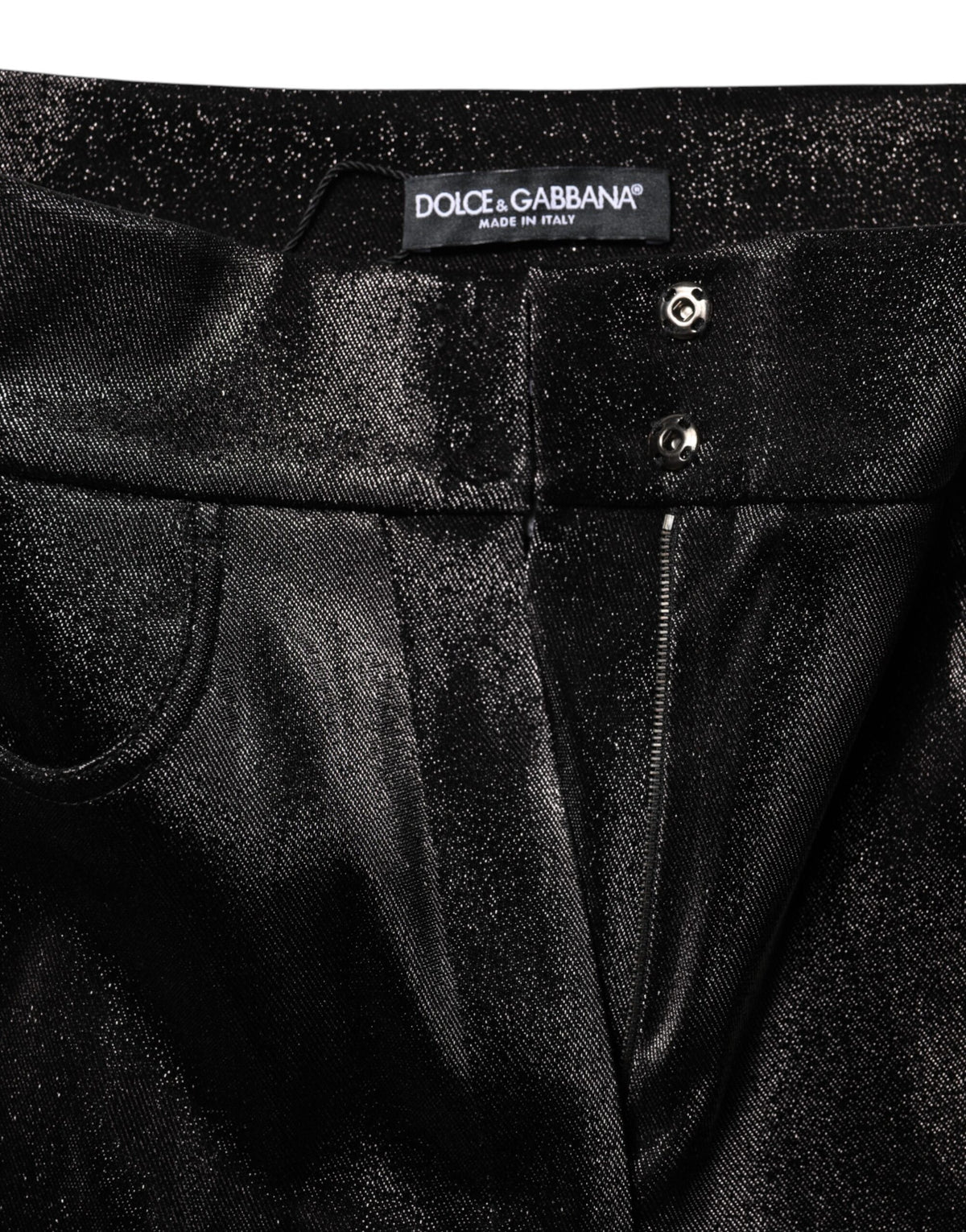 Dolce & Gabbana Women's Skinny High Rise Cotton Nylon Polyester & Lurex Jeans - Black Silver