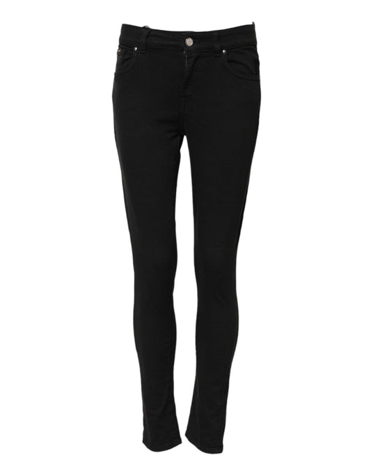 Dolce & Gabbana Women's Skinny Slim Mid Rise Stretch Denim Cotton Jeans - Black