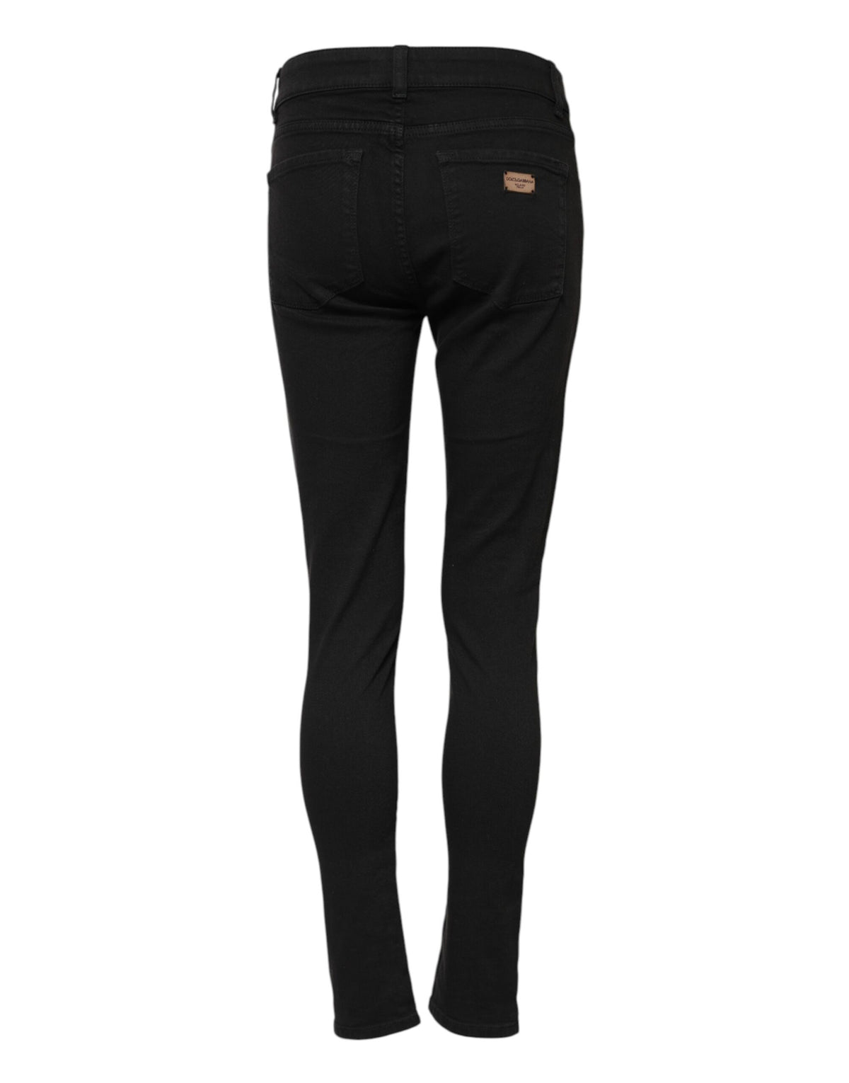 Dolce & Gabbana Women's Skinny Slim Mid Rise Stretch Denim Cotton Jeans - Black