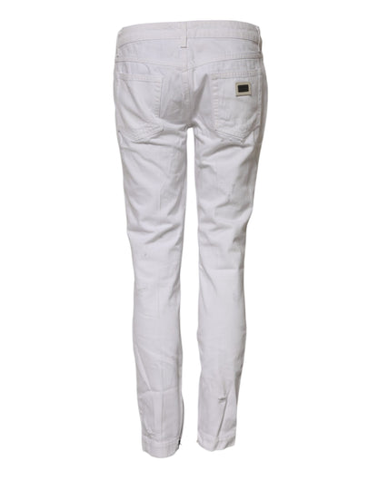 Dolce & Gabbana White Cotton Mid Waisted Women Denim Jeans