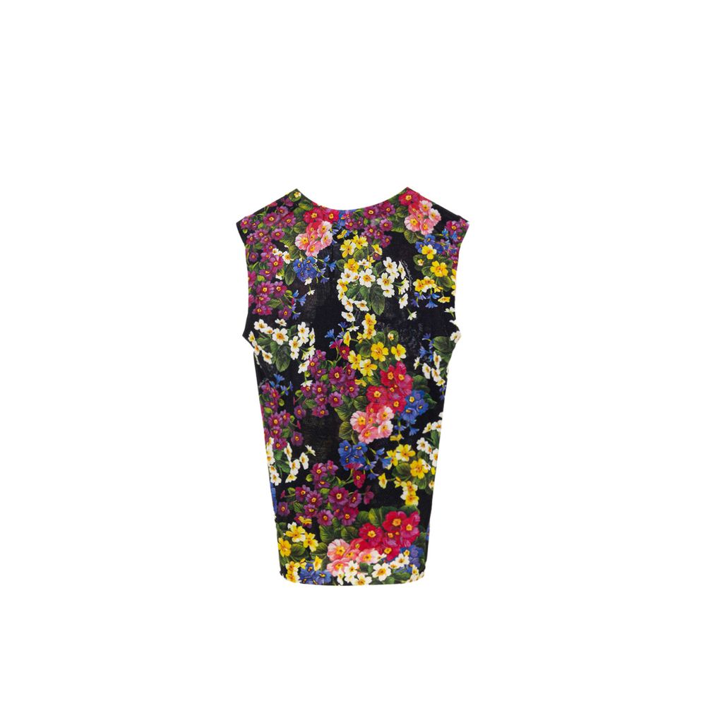 Tank Top by Dolce & Gabbana for women in cashmere cotton & silk black, multicolor, floral & print presents a uncompromising silhouette, artfully detailed with a uncompromising round neckline and for a sophisticated, uncompromising finish.