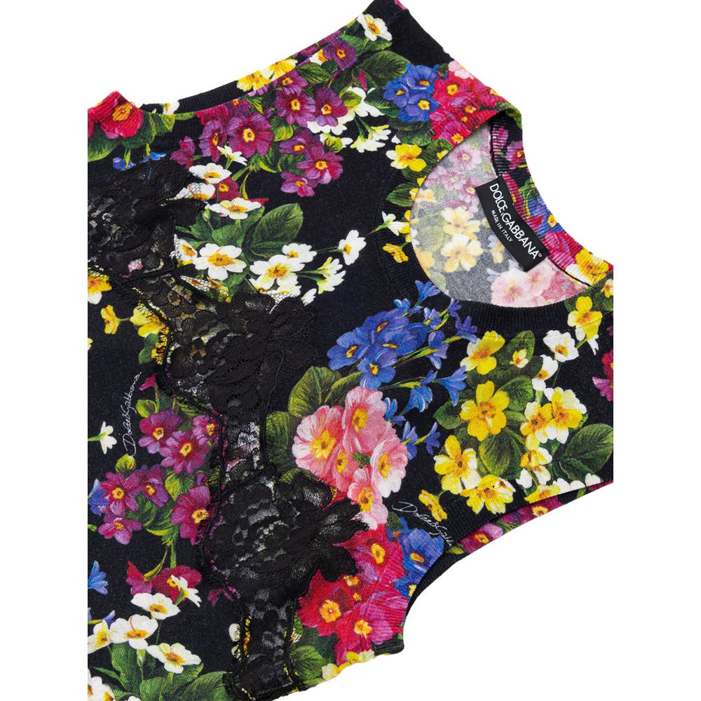 Tank Top by Dolce & Gabbana for women in cashmere cotton & silk black, multicolor, floral & print showcases a sublime silhouette, with and round neckline details for a sublime finish.
