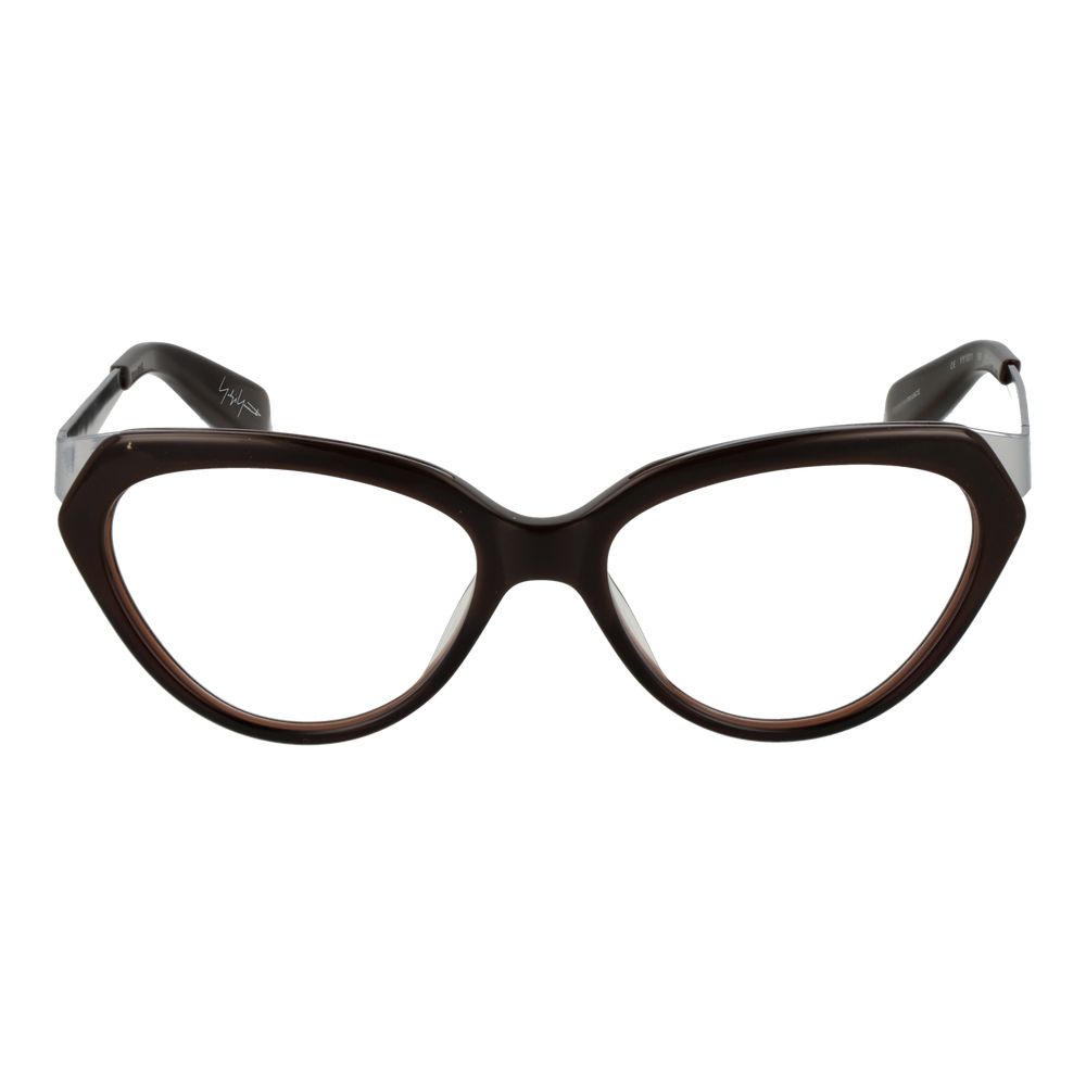 Eyeglasses Frames by Yohji Yamamoto for unisex in acetate brown features a refined silhouette, showcasing a refined brown coloured frame and full-frame frame design for a sophisticated, premium look.
