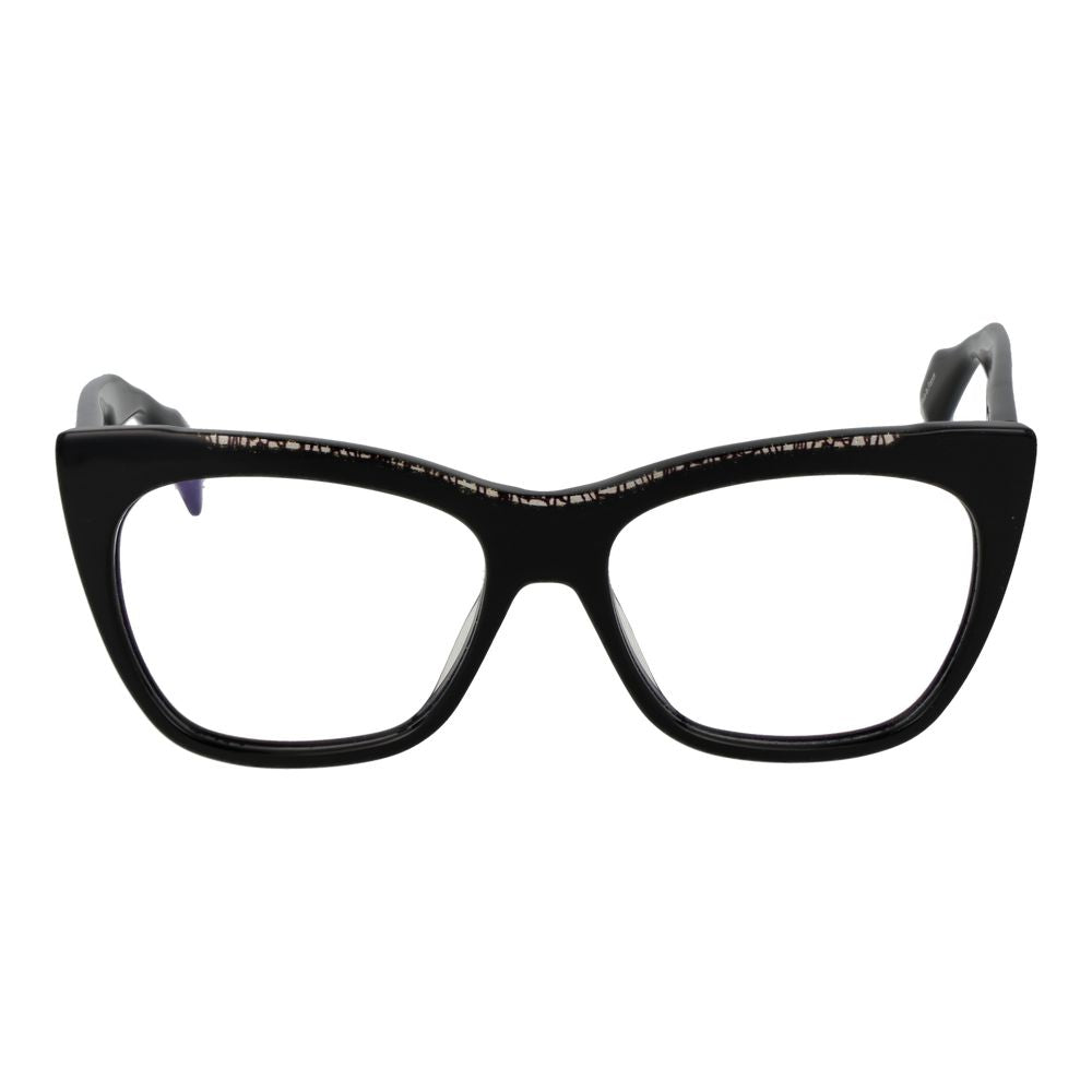 Eyeglasses Frames by Yohji Yamamoto for men in plastic black features an refined silhouette, showcasing a sophisticated black coloured frame and refined full-frame frame design for a refined look.