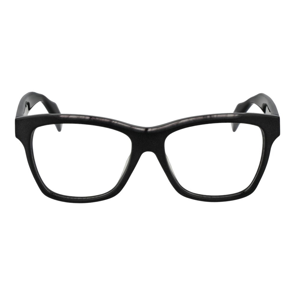 Eyeglasses Frames by Yohji Yamamoto for unisex in acetate black features a refined silhouette, showcasing a refined black coloured frame and full-frame frame design for a sophisticated, premium look.