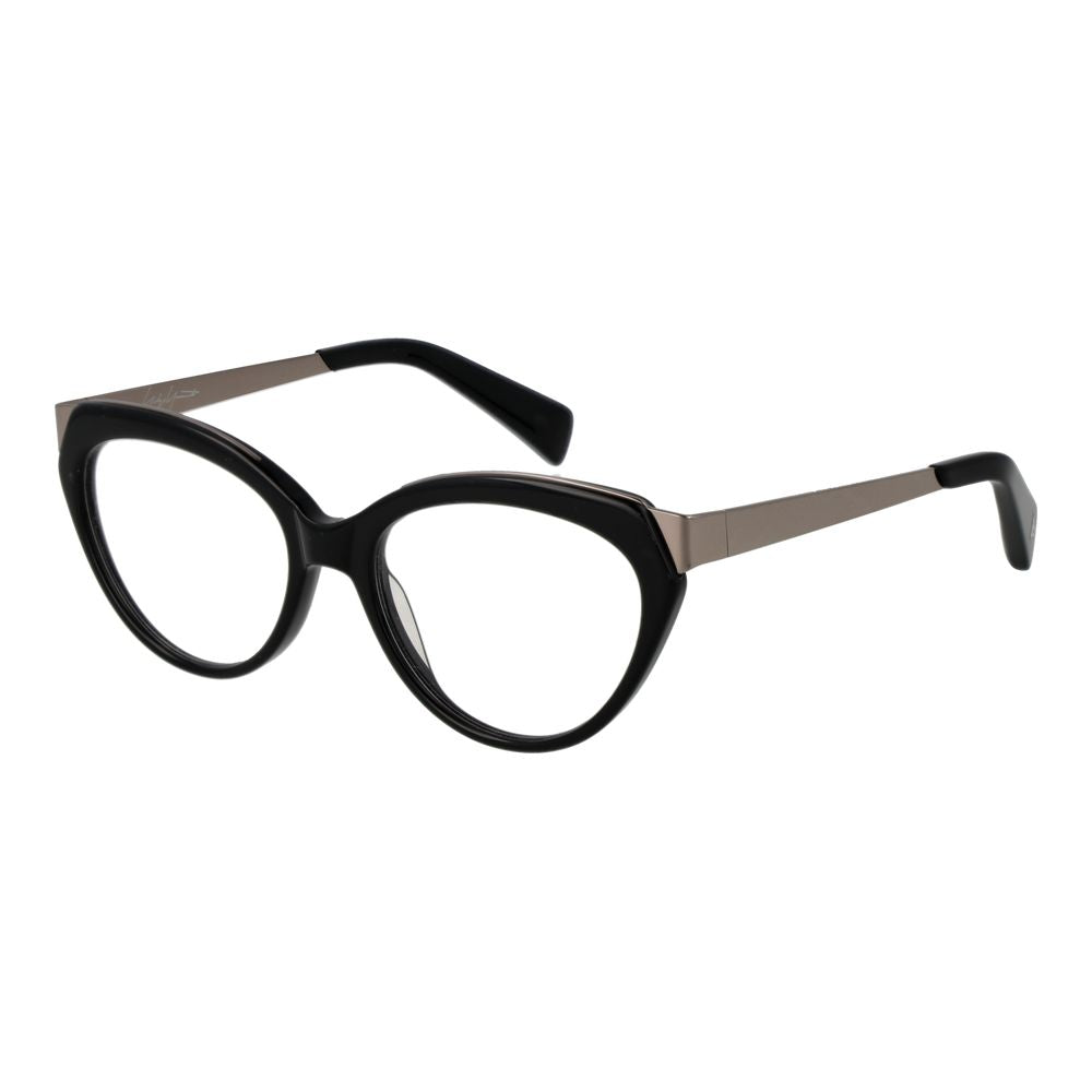 Eyeglasses Frames by Yohji Yamamoto for unisex in acetate and black showcases an refined full-frame frame design featuring a sophisticated black coloured frame for an refined and refined aesthetic.