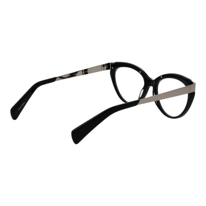 Eyeglasses Frames by Yohji Yamamoto for unisex in acetate black showcases a reflective silhouette, artfully incorporating a sophisticated black coloured frame with a distinct full-frame frame design.