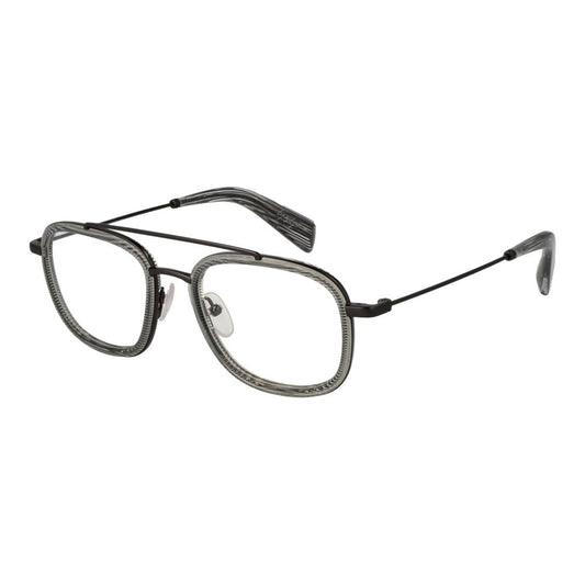 Eyeglasses Frames by Yohji Yamamoto for men in plastic gray features a refined silhouette, showcasing a refined gray coloured frame and full-frame frame design for a sophisticated, premium look.