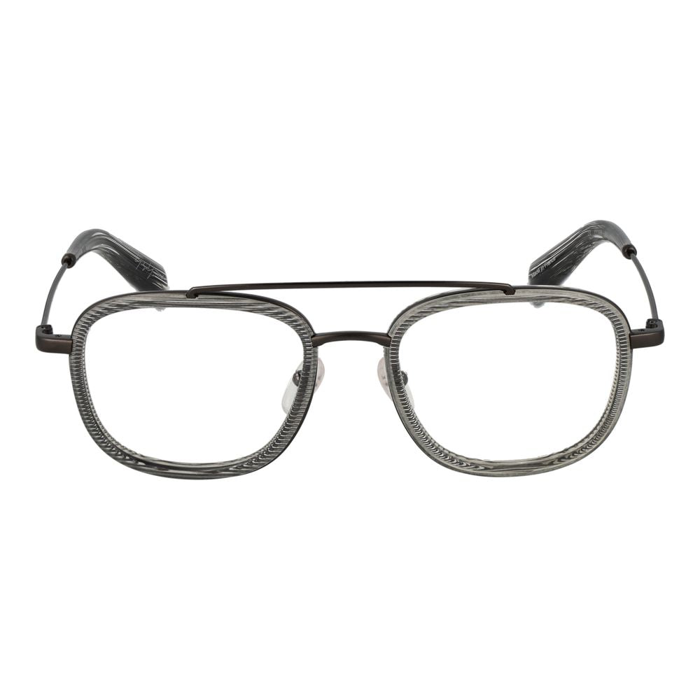 Eyeglasses Frames by Yohji Yamamoto for men in plastic gray showcases a refined full-frame frame design with a refined gray coloured frame finish for a refined and sophisticated look.