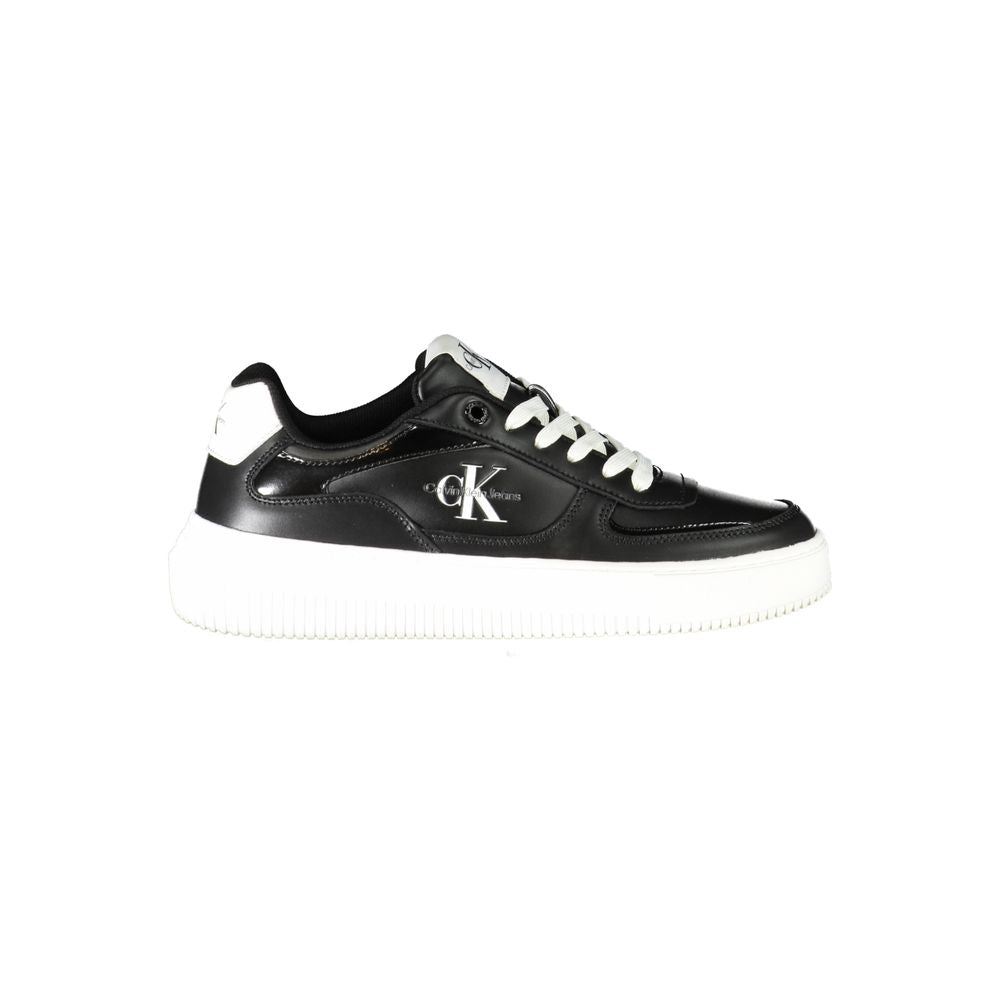 Sneakers by Calvin Klein for women in polyester & rubber black & print presents a sumptuous silhouette, artfully capturing the essence of the Women's Fashion Polyester & Rubber Sneakers with its sumptuous fashion style design.