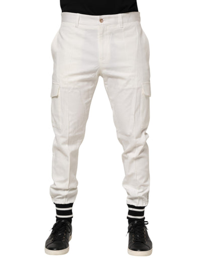 Dolce & Gabbana 9 To 5 Men's Skinny Regular Fit Stretch Cotton Joggers - White