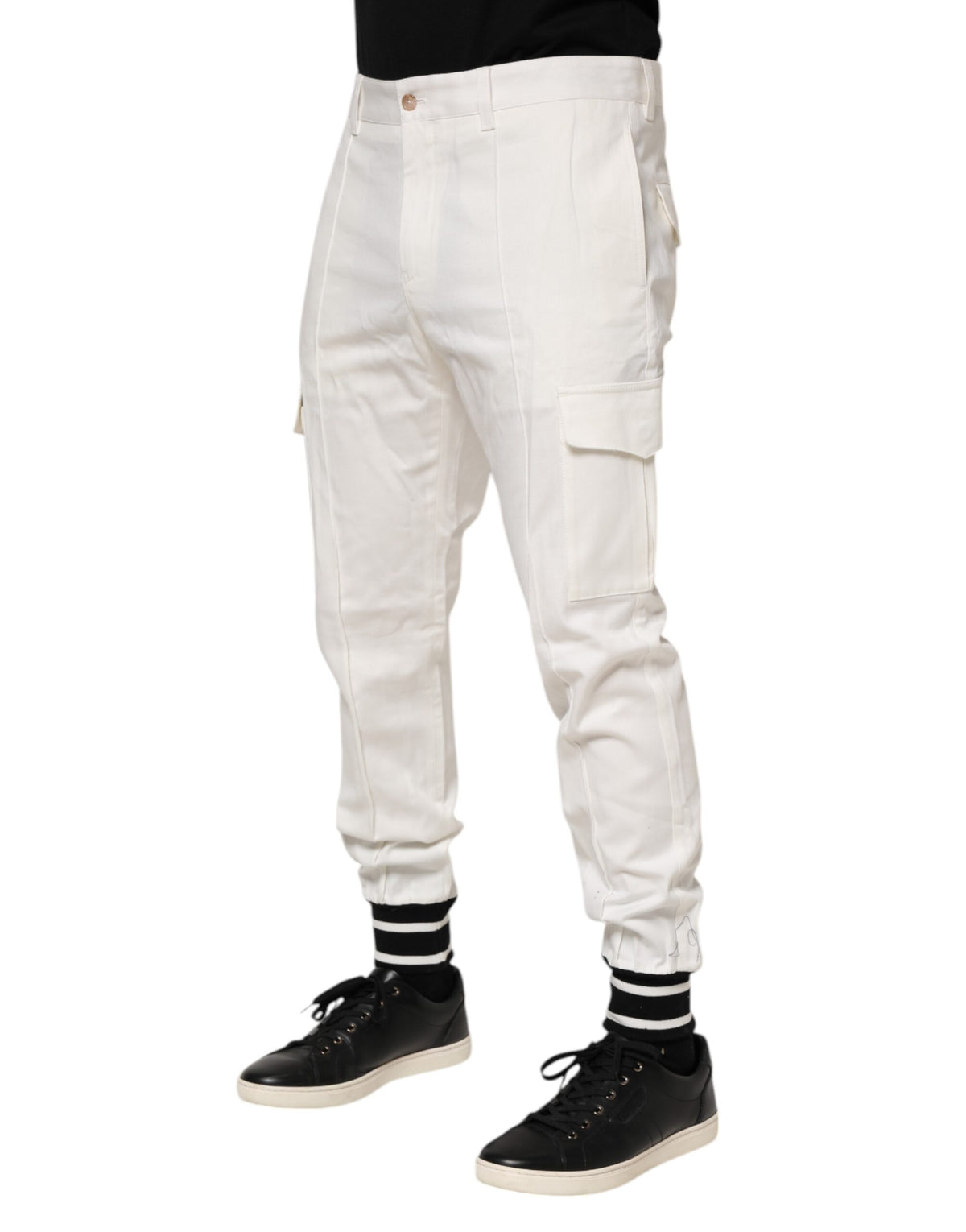 Dolce & Gabbana 9 To 5 Men's Skinny Regular Fit Stretch Cotton Joggers - White