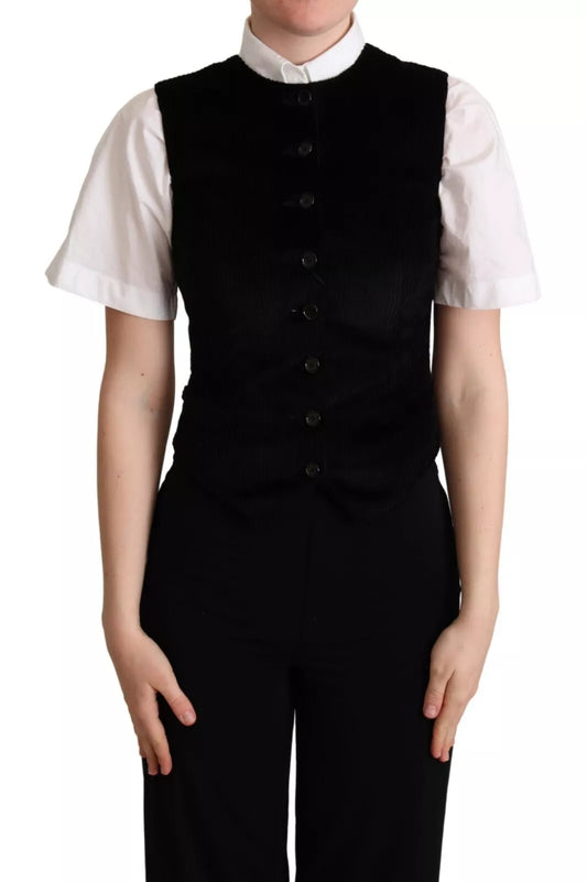 Vest by Dolce & Gabbana for women in stretch cotton black, brown, leopard-print & print features a stylish silhouette, showcasing distinct and a refined for a truly stylish finish.