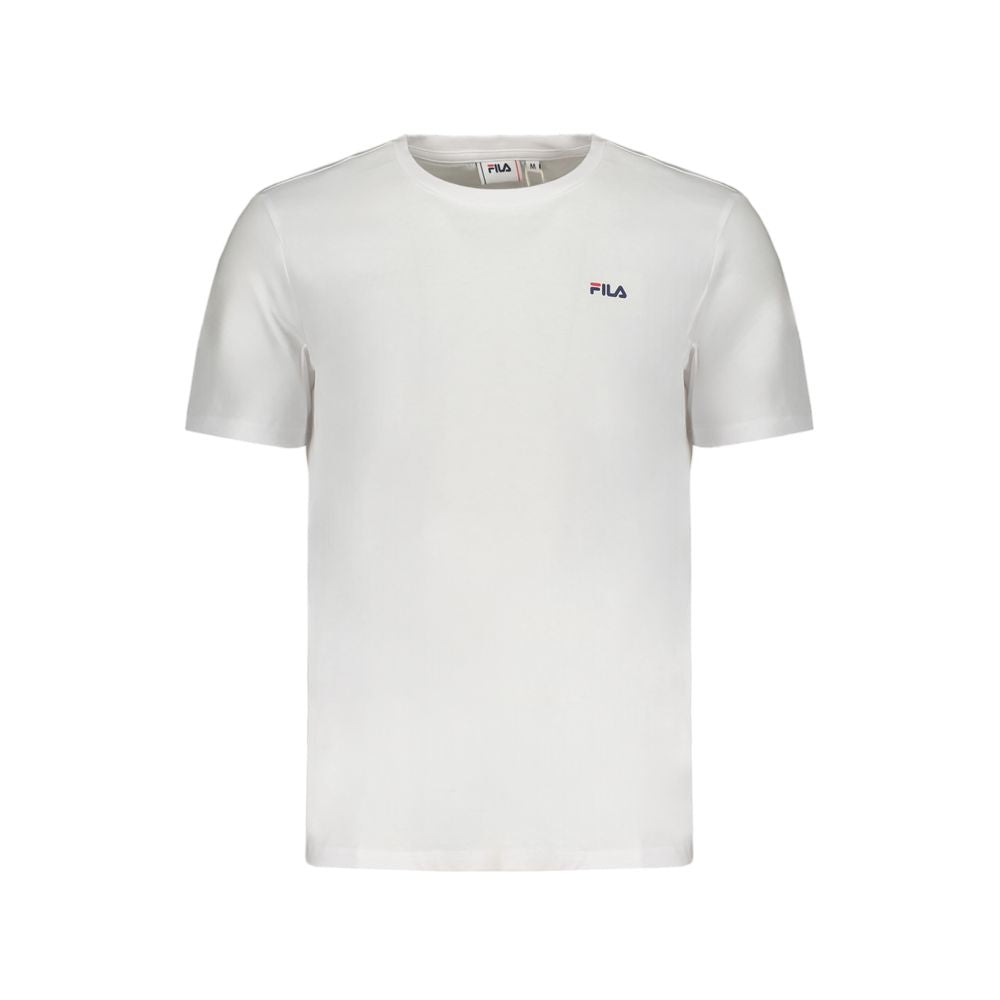 Activewear T-Shirt by Fila for men in organic cotton black, white & print presents a kinetic silhouette, showcasing the kinetic and crew neckline alongside functional for a premium, athletic look.