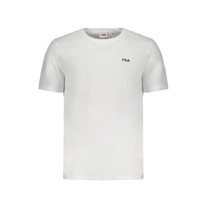 Activewear T-Shirt by Fila for men in organic cotton black, white & print presents a kinetic silhouette, showcasing the kinetic and crew neckline alongside functional for a premium, athletic look.