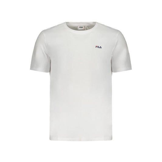 Activewear T-Shirt by Fila for men in organic cotton black, white & print presents a kinetic silhouette, showcasing the kinetic and crew neckline alongside functional for a premium, athletic look.