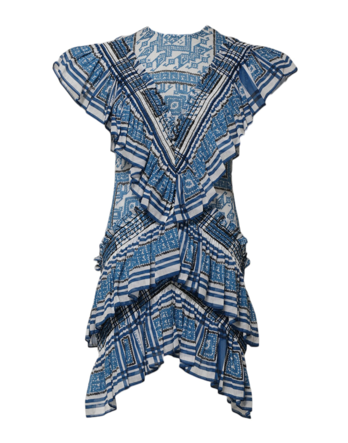 Philosophy di Lorenzo Serafini Women's Short-Sleeve Short Mini Dress - Blue Patterned