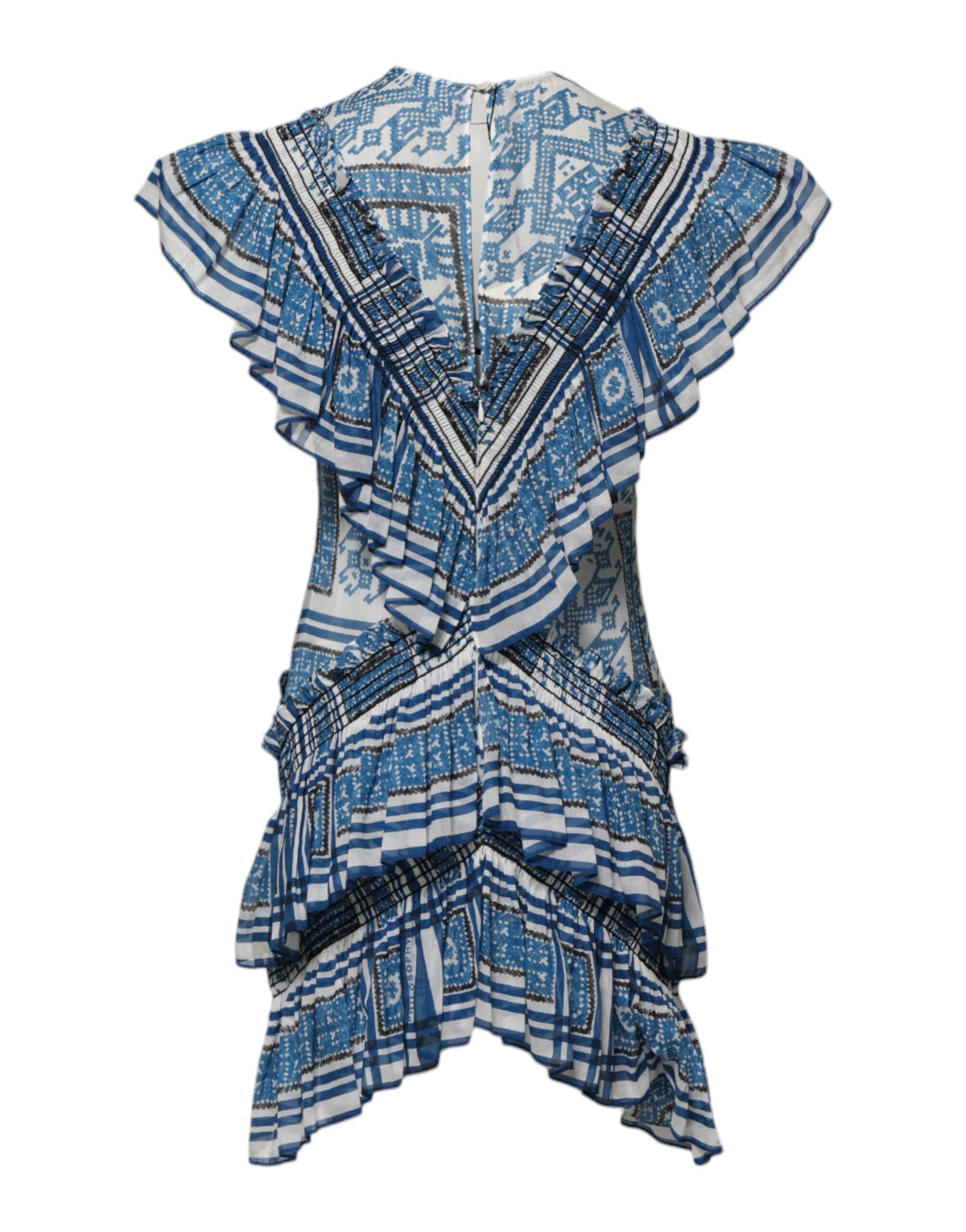 Philosophy di Lorenzo Serafini Women's Short-Sleeve Short Mini Dress - Blue Patterned