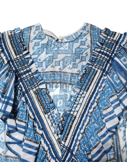 Philosophy di Lorenzo Serafini Women's Short-Sleeve Short Mini Dress - Blue Patterned