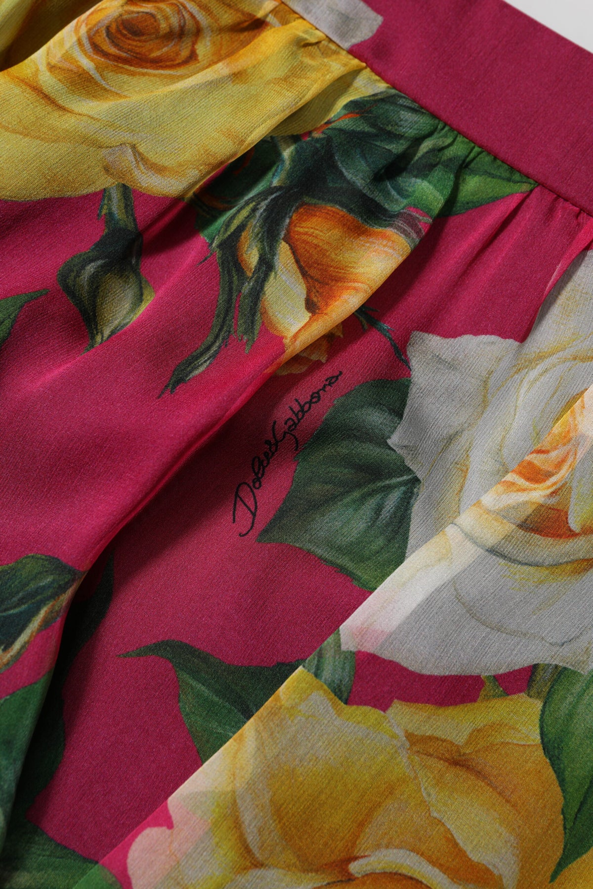 Dolce & Gabbana Women's High Rise Silk Shorts - Pink Red Floral Print