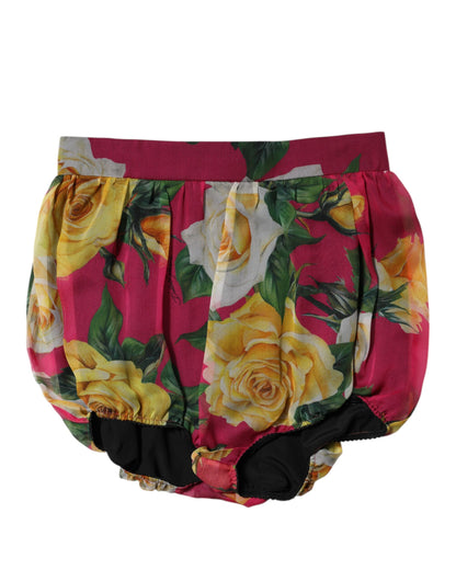 Dolce & Gabbana Women's High Rise Silk Shorts - Pink Red Floral Print