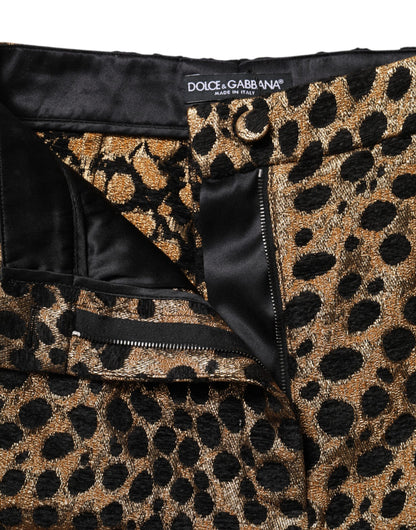 Dolce & Gabbana Women's High Rise Polyester & Film Fiber Shorts - Brown Leopard Print Print