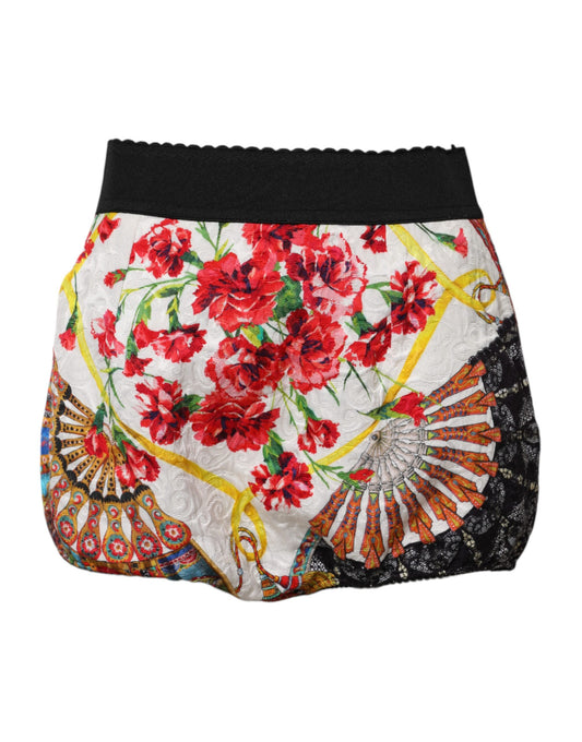 Dolce & Gabbana Women's High Rise Silk Cotton & Viscose Shorts - Multicolor Floral Print
