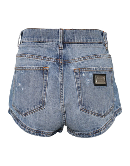 Dolce & Gabbana Women's High Rise Stretch Denim Cotton Shorts - Blue