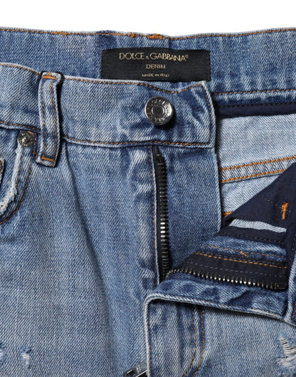 Dolce & Gabbana Women's High Rise Stretch Denim Cotton Shorts - Blue