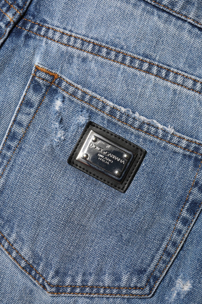 Dolce & Gabbana Women's High Rise Stretch Denim Cotton Shorts - Blue