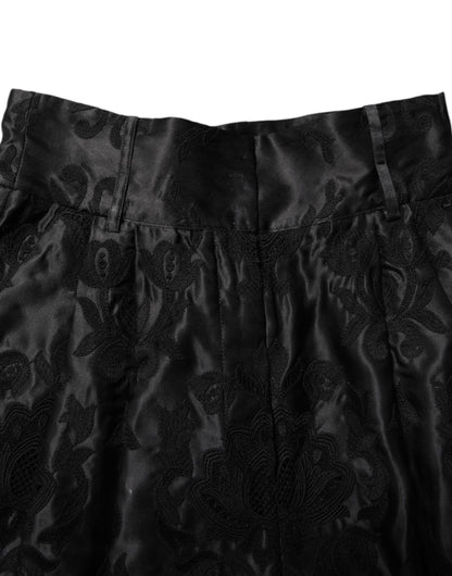 Dolce & Gabbana Women's High Rise Cotton Silk Polyester & Elastane Shorts - Black Floral
