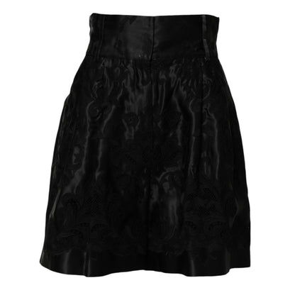 Dolce & Gabbana Women's High Rise Cotton Silk Polyester & Elastane Shorts - Black Floral