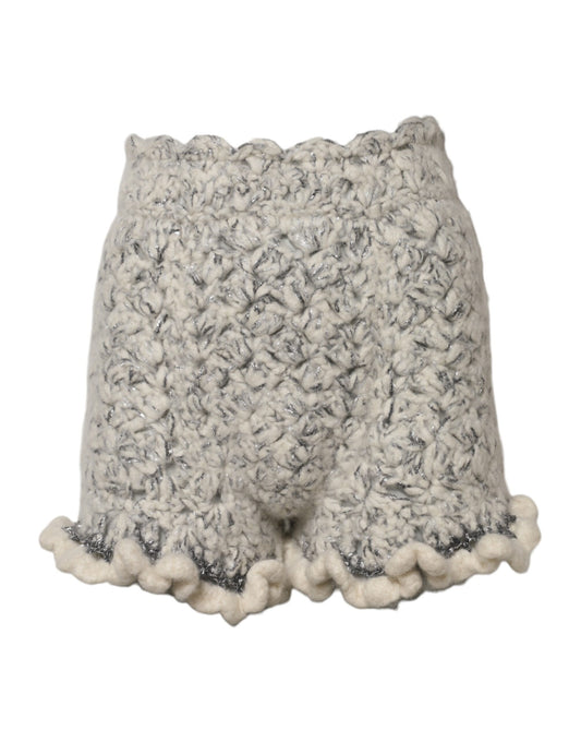Dolce & Gabbana Women's High Rise Cashmere Polyamide Polyester & Wool Shorts - White