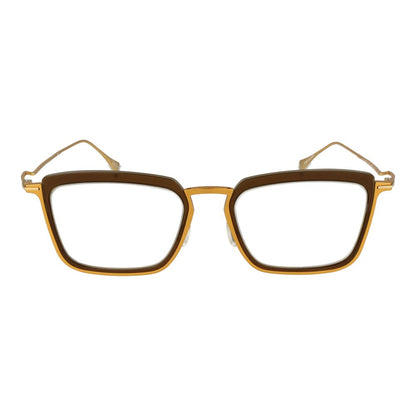 Eyeglasses Frames by Yohji Yamamoto for women in metal gold features an refined silhouette, showcasing a sophisticated gold coloured frame and refined full-frame frame design for a refined look.
