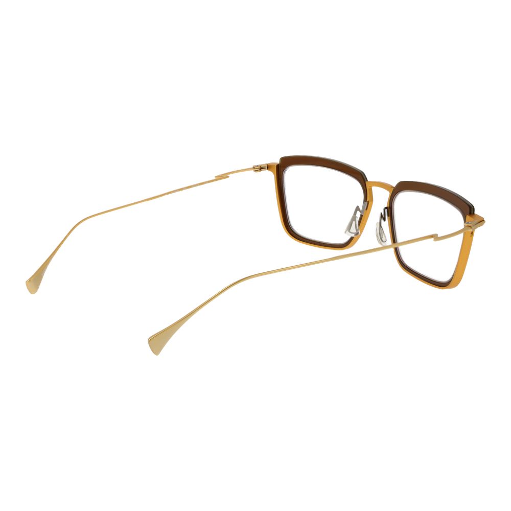 Eyeglasses Frames by Yohji Yamamoto for women in metal and gold showcases a refined silhouette, detailed with a gold coloured frame finish and a sophisticated full-frame frame design.
