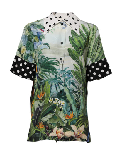 Dolce & Gabbana Women's Wide Short-Sleeve Silk Blouse - Multicolor Print