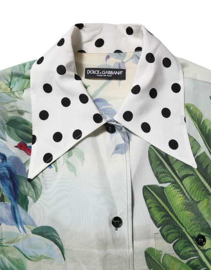 Dolce & Gabbana Women's Wide Short-Sleeve Silk Blouse - Multicolor Print