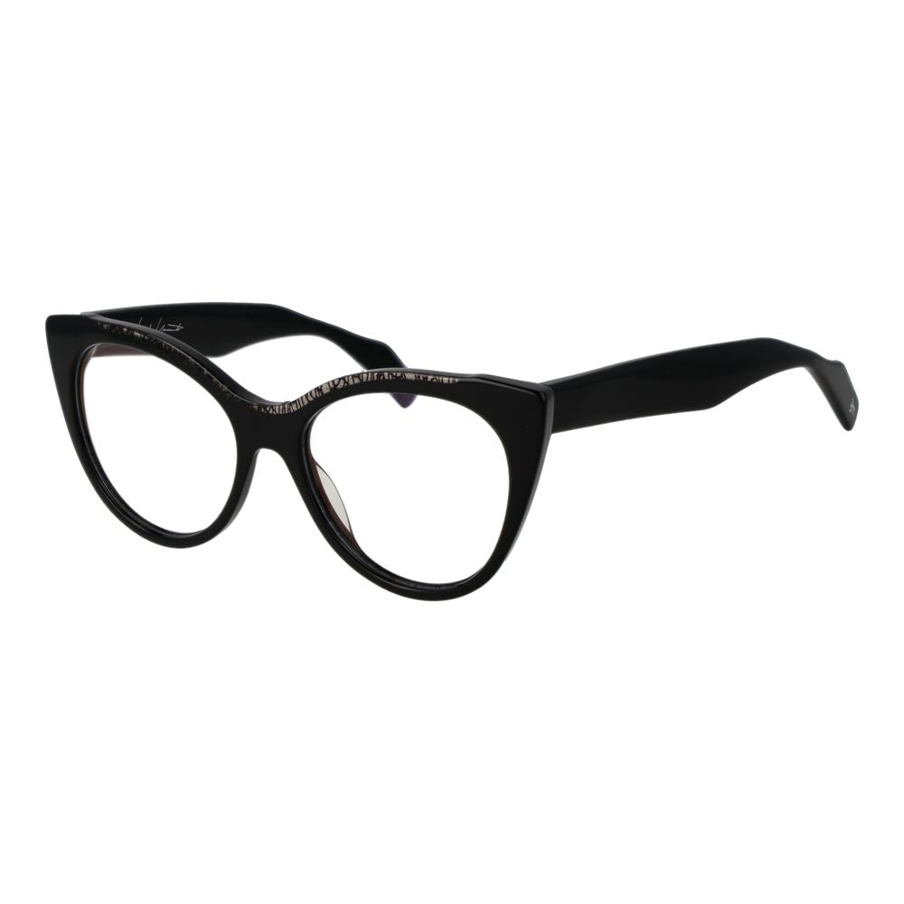 Eyeglasses Frames by Yohji Yamamoto for women in plastic and black showcases an refined full-frame frame design featuring a sophisticated black coloured frame for an refined and refined aesthetic.