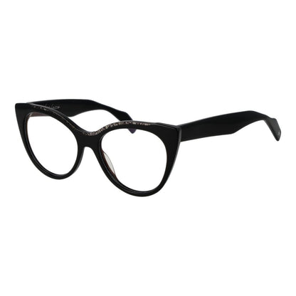Eyeglasses Frames by Yohji Yamamoto for women in plastic and black showcases an refined full-frame frame design featuring a sophisticated black coloured frame for an refined and refined aesthetic.
