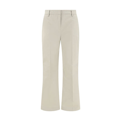 Trousers by True Royal for women in stretch cotton beige & patterned presents a smart silhouette, meticulously detailed with a smart flared & regular-fit, a smart long, and a smart .