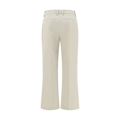 Trousers by True Royal for women in stretch cotton beige & patterned presents a perennial silhouette, meticulously tailored with a flared & regular-fit cut, long finish, and an elegant .