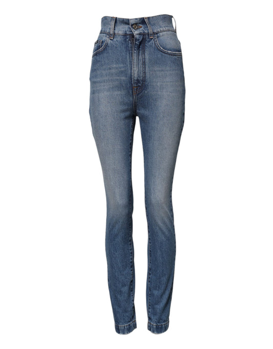 Dolce & Gabbana Women's Skinny High Rise Stretch Denim Cotton Jeans - Light Blue